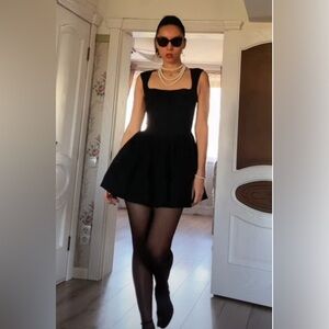 ZARA SQUAR NECK PLEATED MINI DRESS